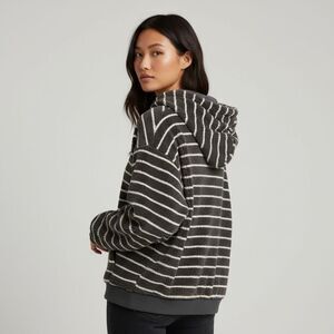 Vintage Havana Fuzzy Striped Hoodie Sweater Size M Cozy Fleece Pullover, New